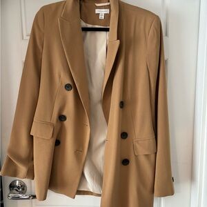 Topshop Tan Double-Breasted Blazer